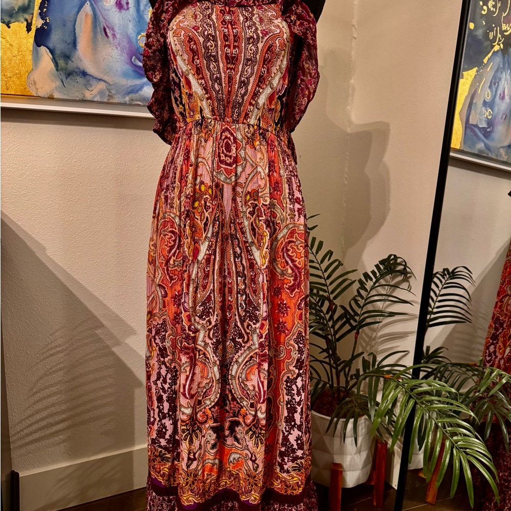 Miami from Francesca’s Gorgeous Vibrant Paisley Maxi Dress M Boho look